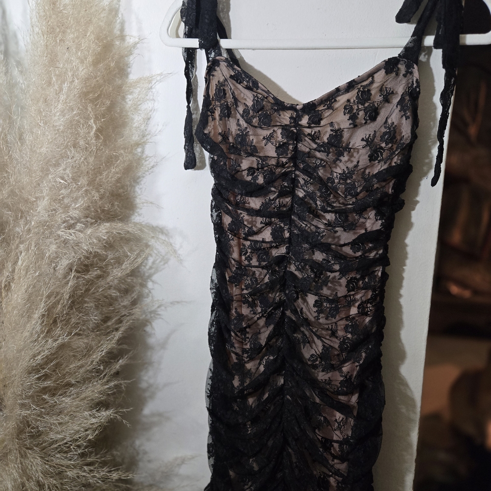 Lulu's Black and Cream Lace Dress